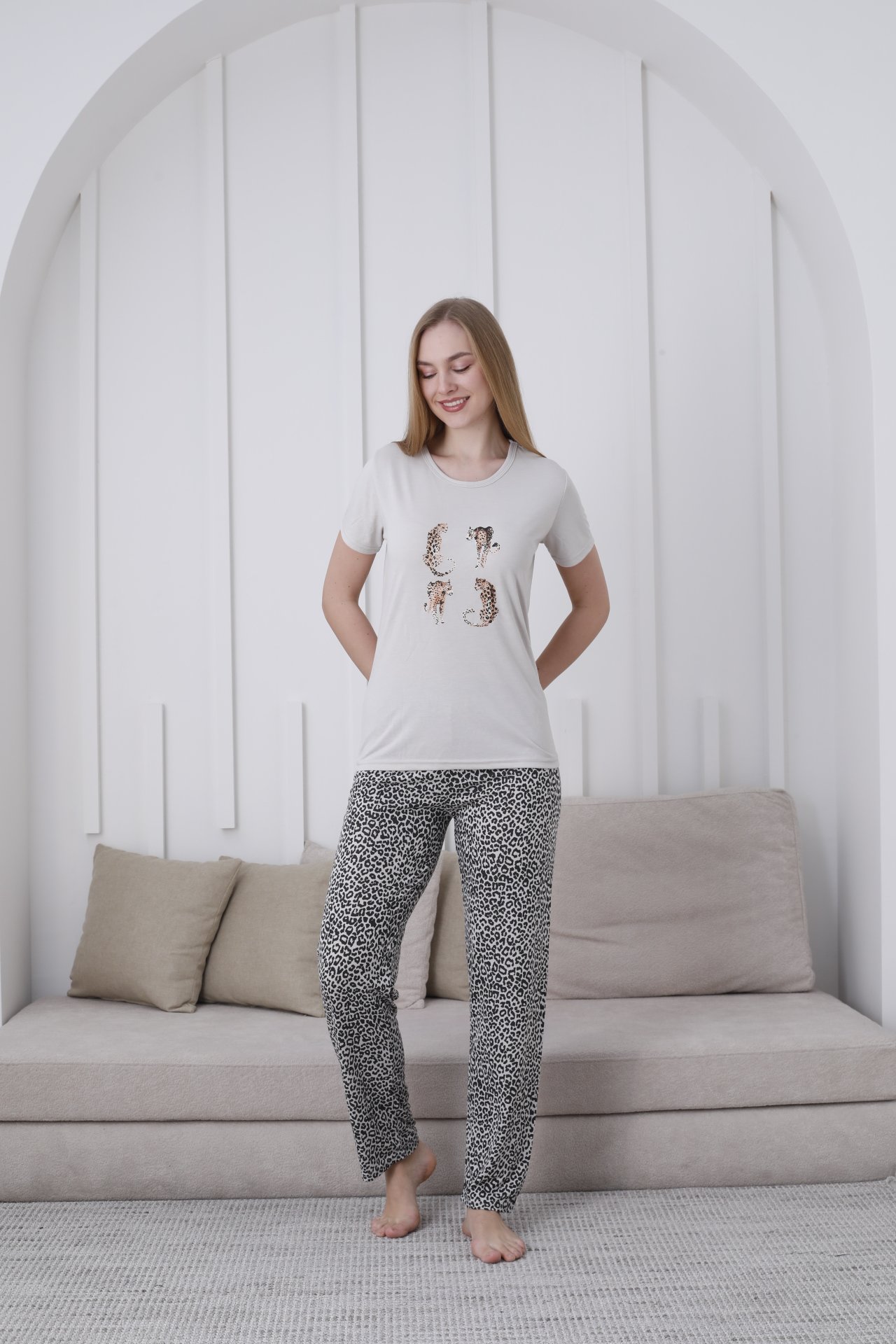 VİSKON Bayan K Kol Pijama Takım